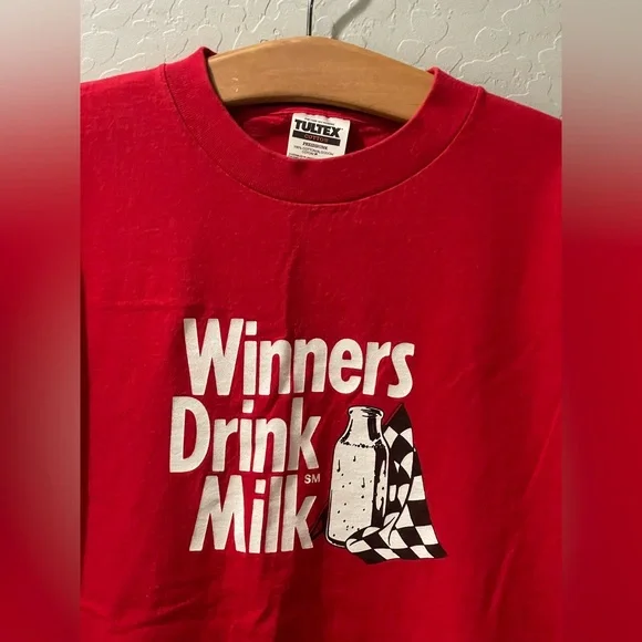Vintage NASCAR “Winner’s Drink Milk” Racing Shirt Size XL - Picture 2 of 5